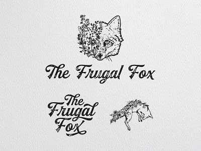 The Frugal Fox branding branding design design fashion flowers fox illustration lettering logo texture