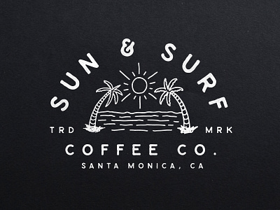 Sun & Surf badge beach branding california coffee lock up logo palm palm tree type waves