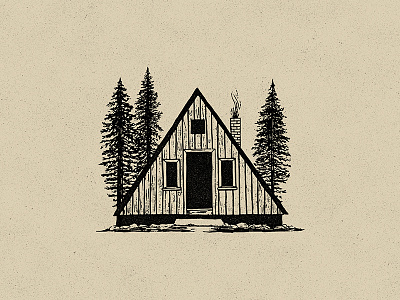 Cabin a frame adventure apparel apparel design cabin design explore hand drawn illustration mountains outdoors texture trees