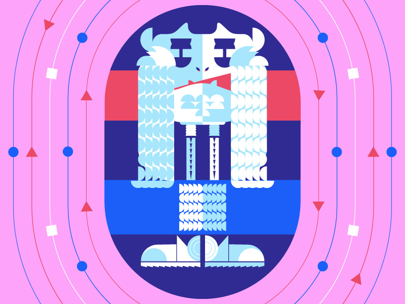 Abominable geometric space form minnesota monster creature yeti winter color shape illustration