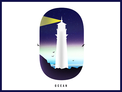 Ocean Typo Experiment birds creative design experiment illustration image lighthouse logo ocean sky typography
