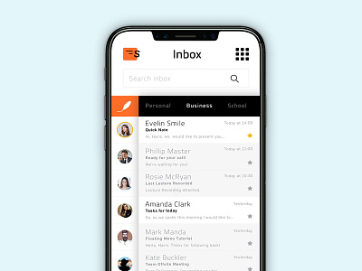 Inbox App app concept design email inbox mobile simple subtle ui ux
