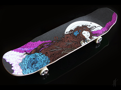 Welcome Hammer Board acrylic illustration skateboard griptape art
