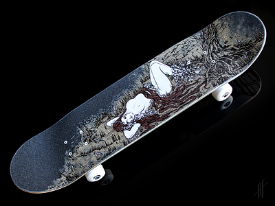 Mia acrylic illustration skateboard griptape art
