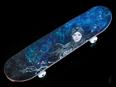 Kate II acrylic illustration skateboard griptape art