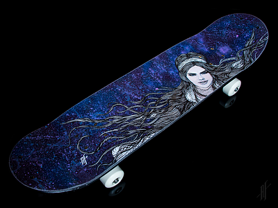 Emmaline acrylic illustration skateboard griptape art