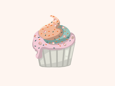 Cute cake with pink cream background cake card cartoon cream cute design dessert dinner food ill illustration sweet