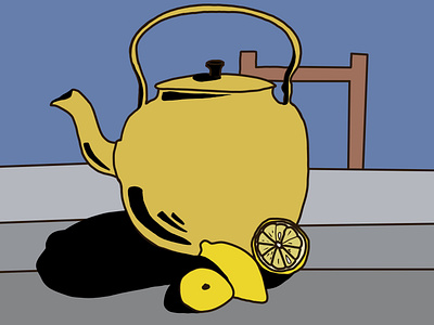 Yellow kettle with lemons