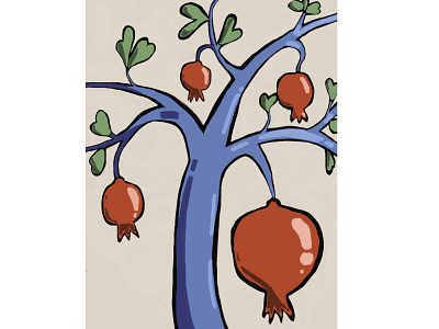 Garnet tree background blue bright card design garnet georgia ill illustration red summer