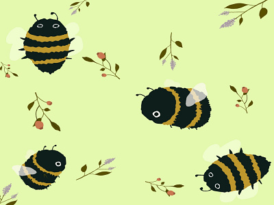Bees fresh Spring background pattern background bees card design flowers freshness green ill illustration spring