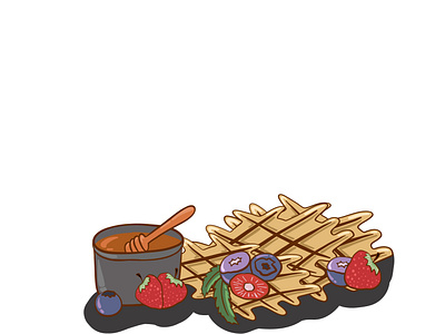 Belgian Waffles with berries background branding breakfest brunch design ill illustration waffles