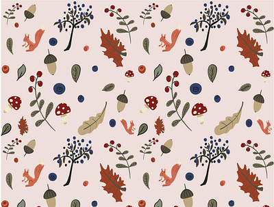 Autumn forest pattern background card design ill illustration pattern