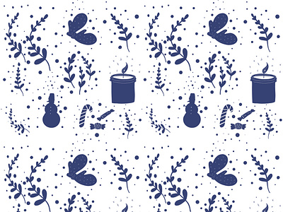 Christmas seamless pattern with winter decorations