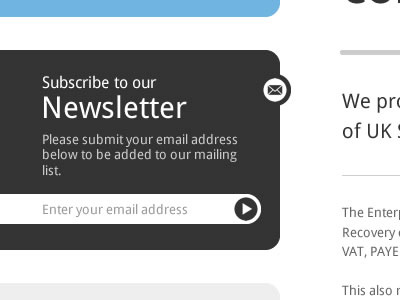 Newsletter sign-up dark icons newsletter ui