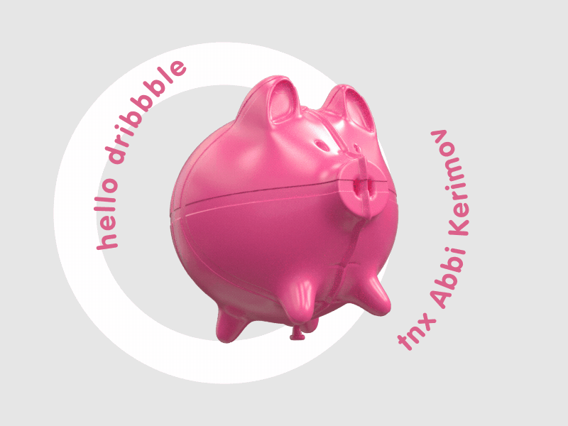 my belated greeting 3d animation balloon character cinema4d design hellodribbble pig pink