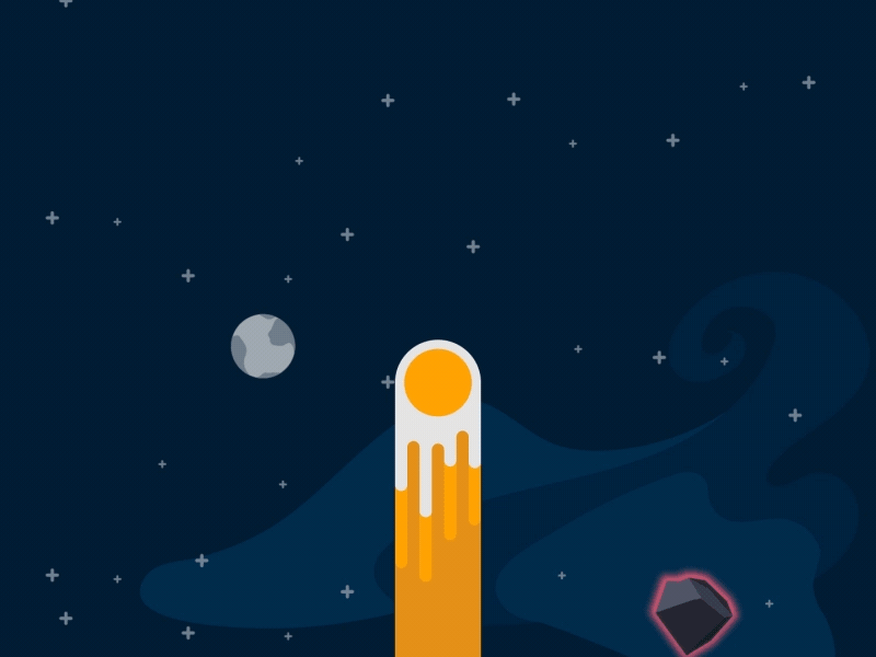space journey app comet design illustration mobile motion space