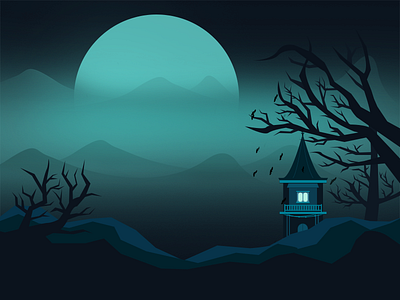 My Debut the lonely house house illustration invite lonely moon