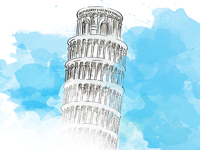 Tower of Pisa for Circle of Light Festival around the world circle of light digital art drawing illustration pisa tower travel watercolor