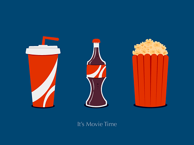It's Movie Time! bottle cinema coca cola coke cola cup drink film icon illustration movie pop corn