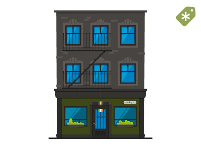 Irish Pub in Town House apartment door emerald isle flag house illustration ireland irish pub town window