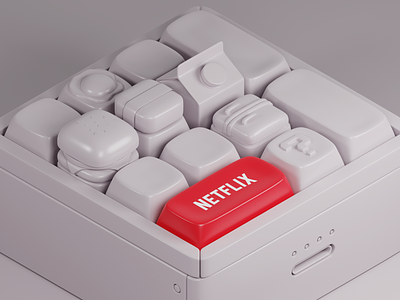 Keycaps for Netflix 3d blender blender3d burger isometric keyboard mario netflix