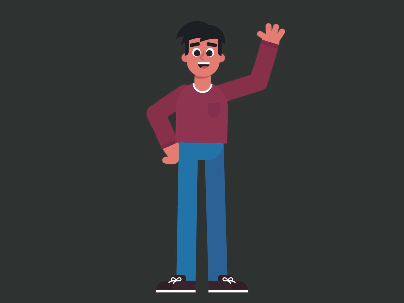 Hello :D 2d after effects animation boy characater animation character character animation character concept character design duik hello illustration illustrator man rig riggin rubberhorse