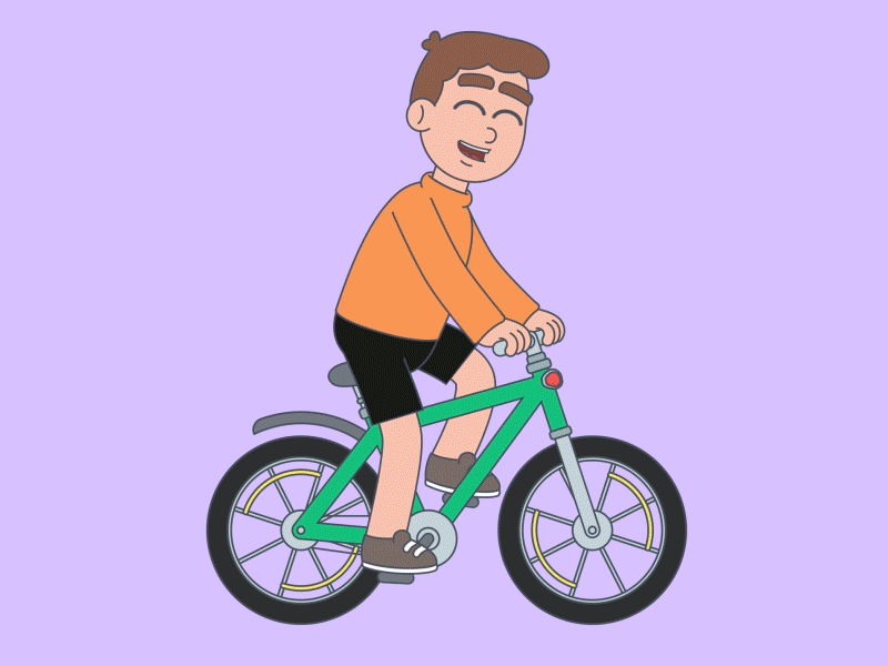 Bike Cycle 2d after effects animation animation 2d bike biker character animation character design duik happy illustration illustrator kid man mograph motion design motion graphics rig rigging rubberhose