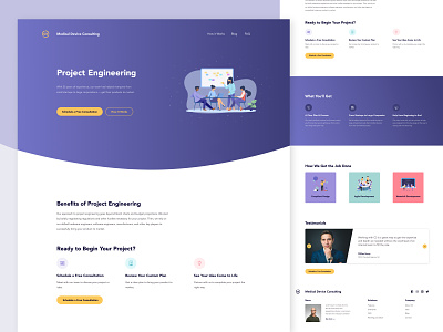 Project Engineering Landing Page android app c3 cta design device engineering illustration interaction landing page medical mobile ui ui ux design user interface ux webapp webpage website