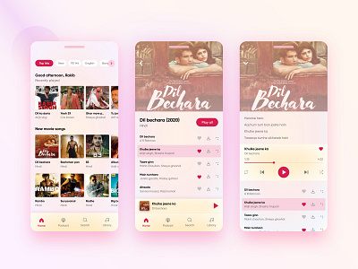 Music & Podcast Application animation bollywood color hollywood illustration interaction ipad movie music music player musician new podcast research ui user interface ux video website wireframe