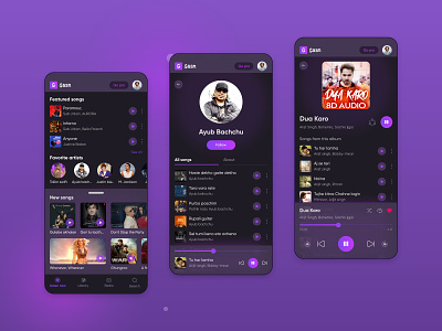 Music app UI design android app design ios mobile movie music singer streaming ui ux design uiux design user interface video