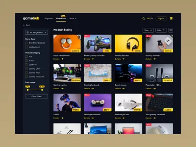 Gamehub- Website & webapp design b2c c2c dashboard ecommerce game gaming interaction design landing page marketing mobile app playstaion product listing saas ui ux user interface web design webapp website xbox