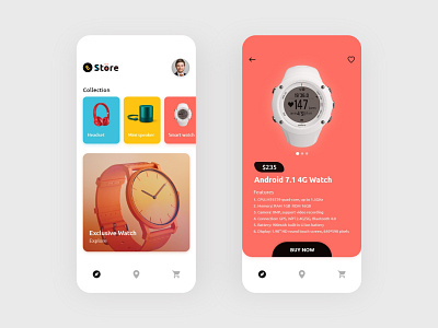 E-Store App Screen android app color design ecommerce headset interaction design ios ipad mobile product design speaker ui uidesign user interface ux watches wrist watch
