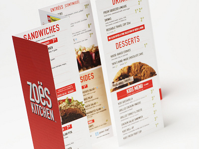 Zoes Hand Menu art direction food kitchen menu photography restaurant simple type typography zoes