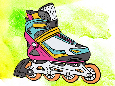Fruit Boot'n hand illustration paint roller blades skate tablet texture wacom