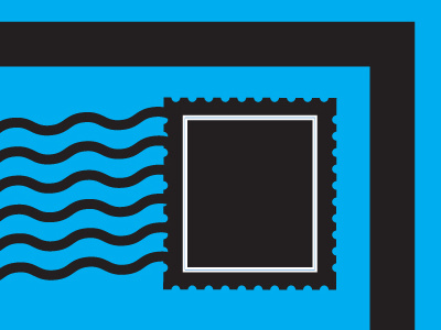 Post card thingy blue mail simple stamp vector