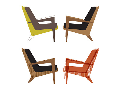 Mid Century Chairs chair mid century modern vector wood wood grain