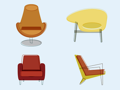 Mid Century Chairs 2.0 chair mid century modern multiply simple vector