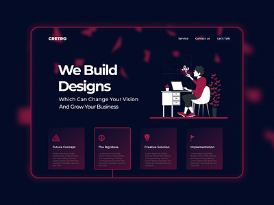 Cretro : Design Agency Landing Page adbux appdesign branding design designstudio ecommerce mobiledesign ui uidesigner ux webdesign webdevelopment