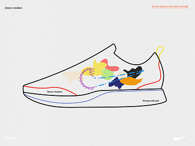 Nike Zoom Fly Redesign 2d abstract art blue clean design flat logo design nike orange red sneakers