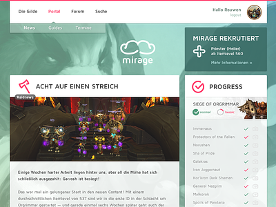 Mirage Website community gaming web design