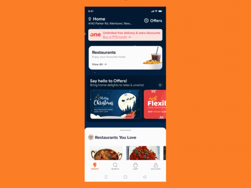 Swiggy - Christmas Theme after after effects animation design figma gif graphic design motion motion graphics ui ux