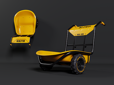 Alceo 150K-20K - Ergonomic Industrial Wheelbarrow 3d 3dmodel 3drender design ergonomics industrial product wheelbarrow