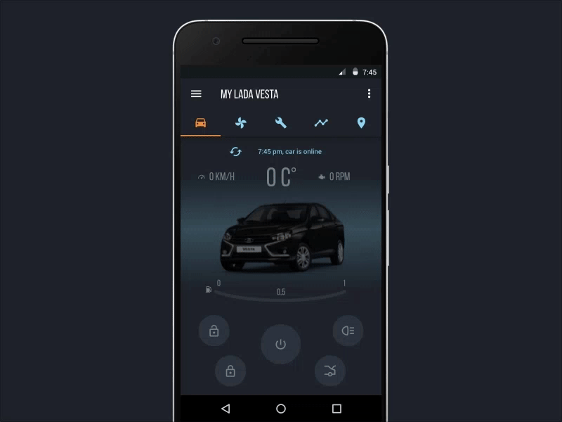 Concept for Lada Connect android animation app car concept interface lada mobile motion redmadrobot ui ux