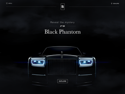 Rolls-Royce Black Phantom black brand car dark design home minimal page photo simple ui web