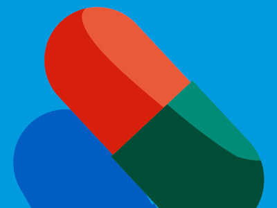 Pill abstract illustration minimal poster print shadow shapes