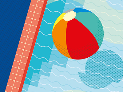 Poolside colour conceptual editorial geometric holiday illustration landscape perspective pool summer