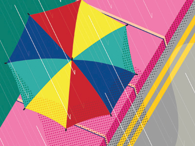 Rain colour conceptual editorial illustration rain