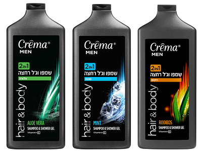Crema men shower washes mass market packaging packagingdesign