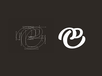 The letter C anchor handles lettering vector