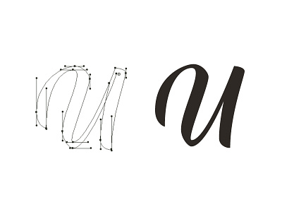 The letter U anchor handles lettering vector